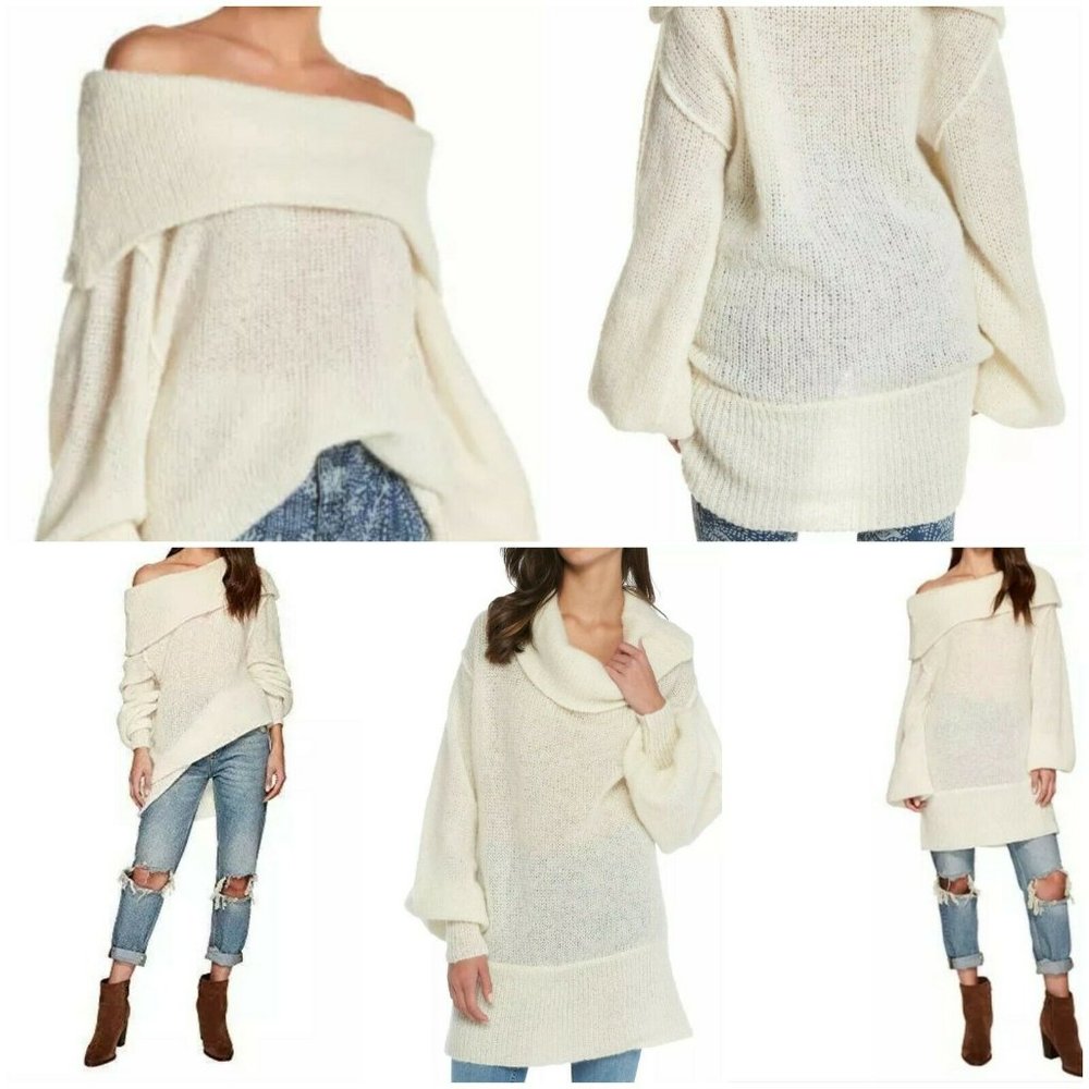 FREE PEOPLE Ophelia Alpaca Off the Shoulder Pullover Sweater XS